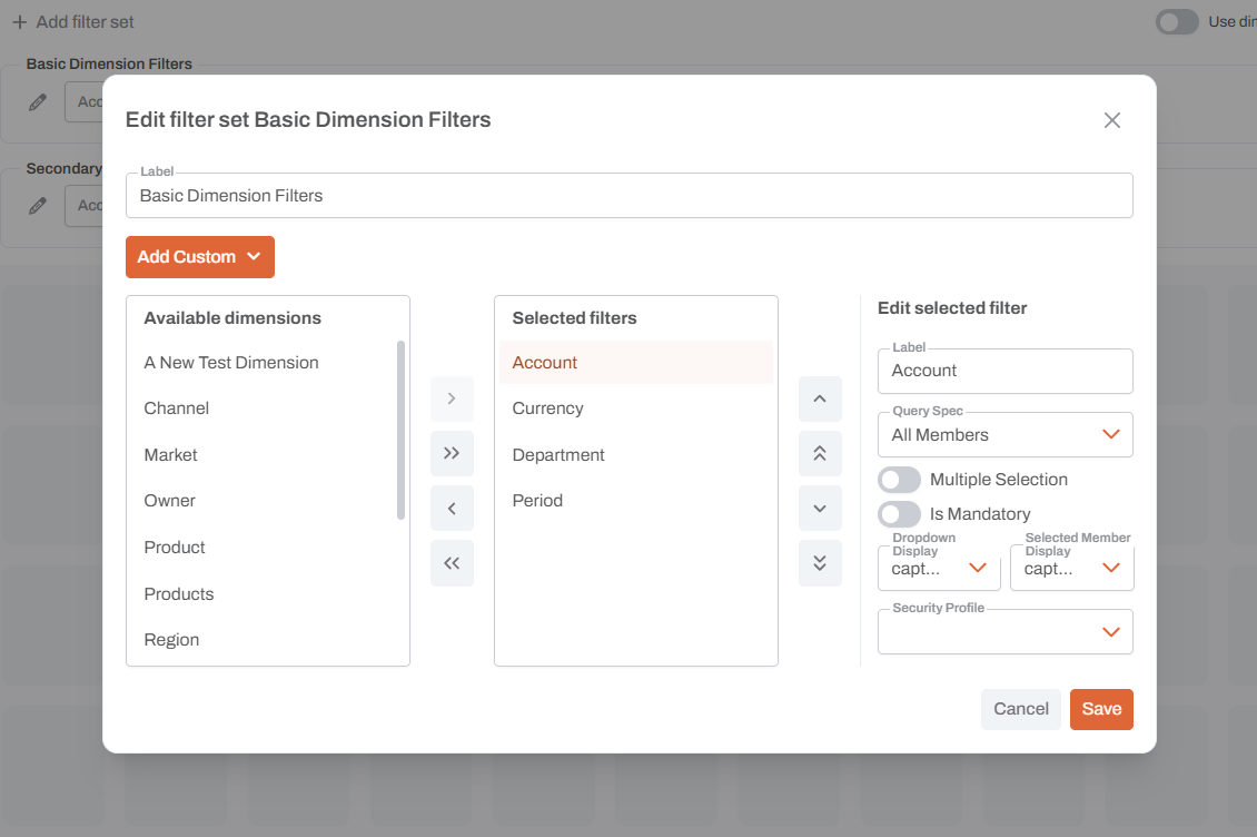 Basic Dimension Filter