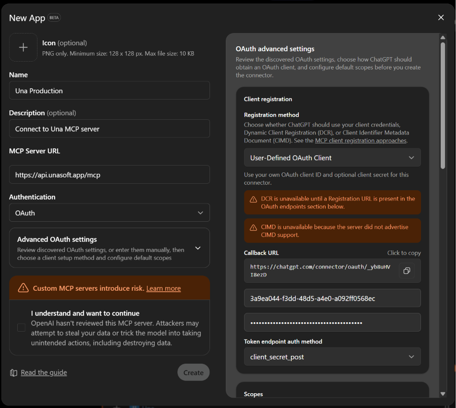ChatGPT MCP app setup