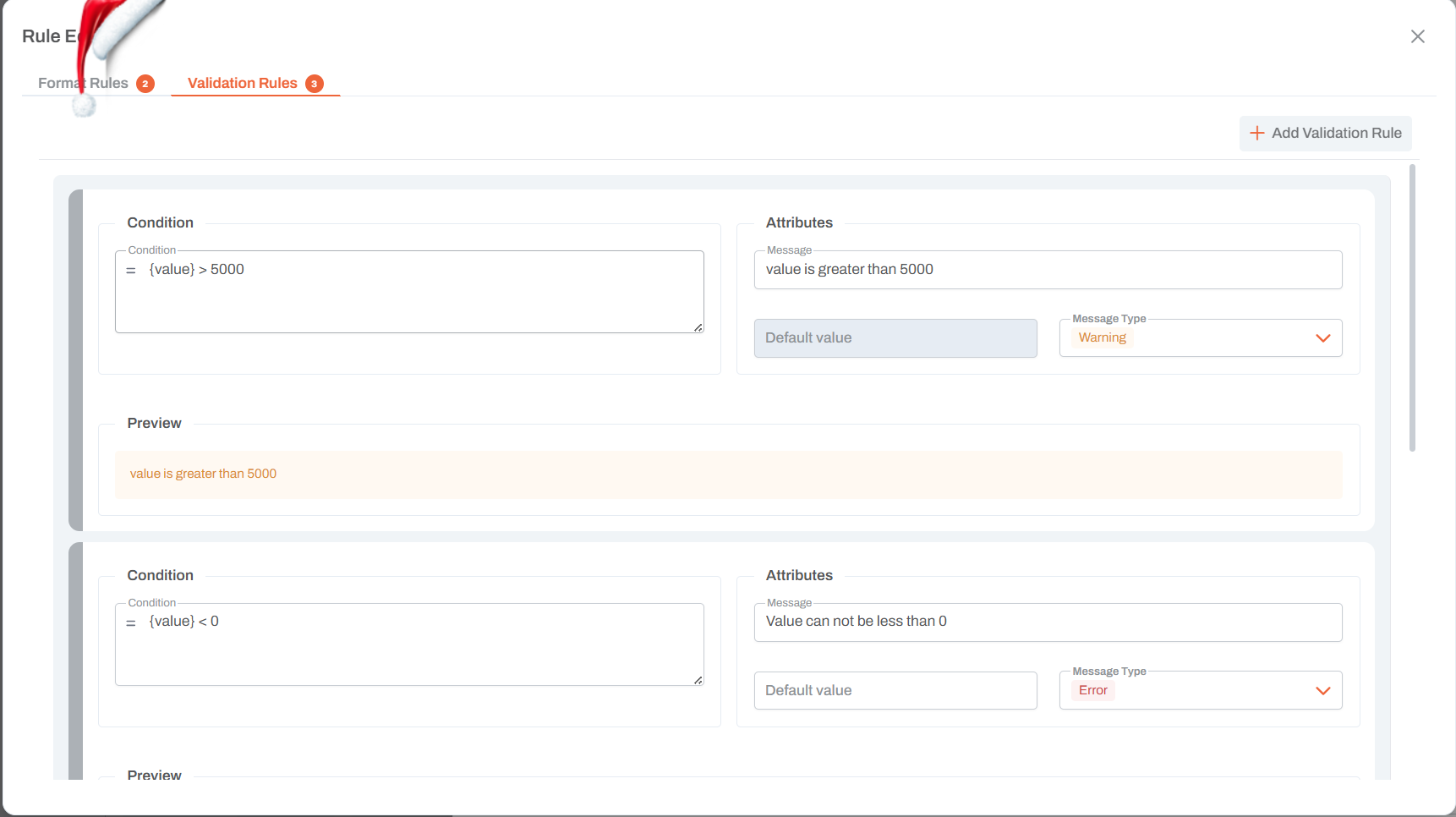 data validation editor