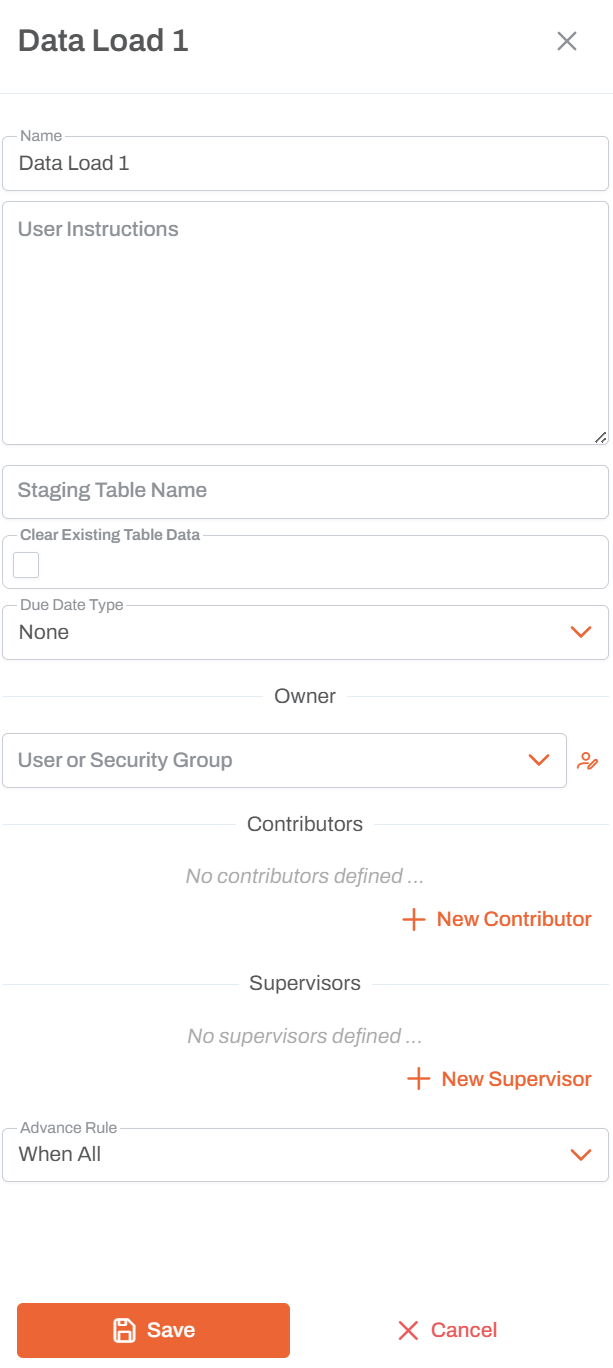 Data Load Activity Editor