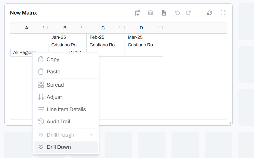 Drilldown Context Menu
